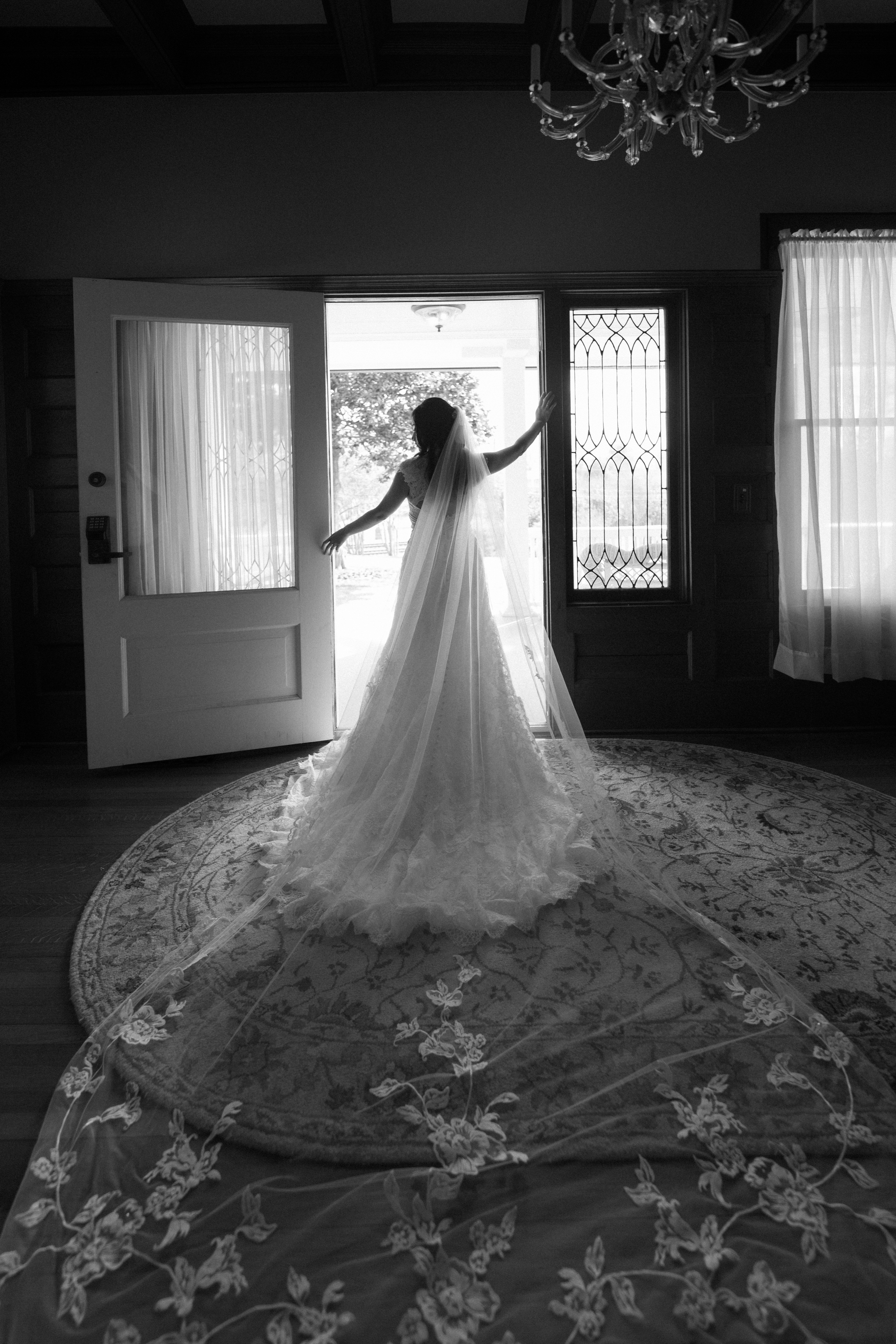 bride standing in doorway
