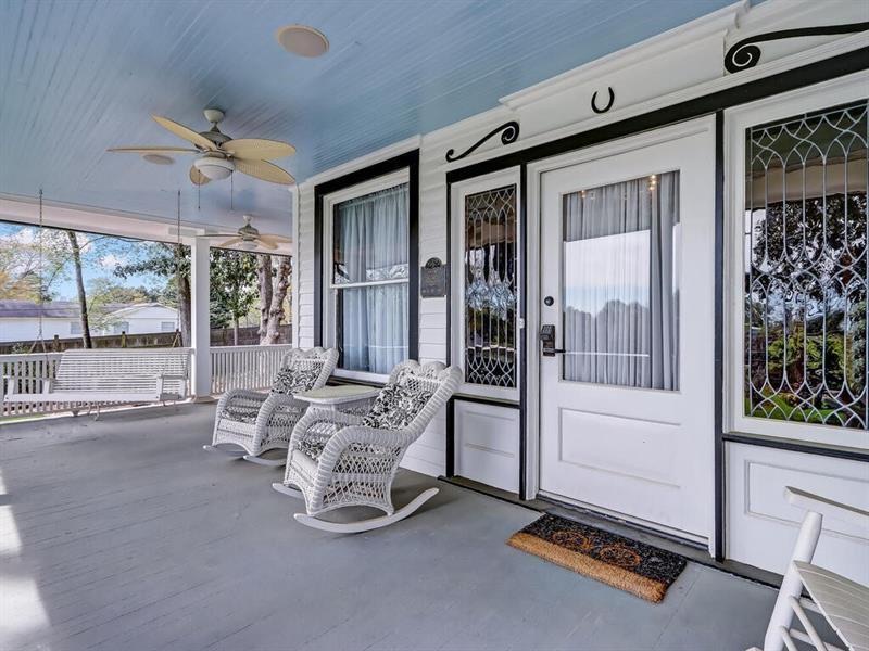 rocking chairs on front porch of katie house