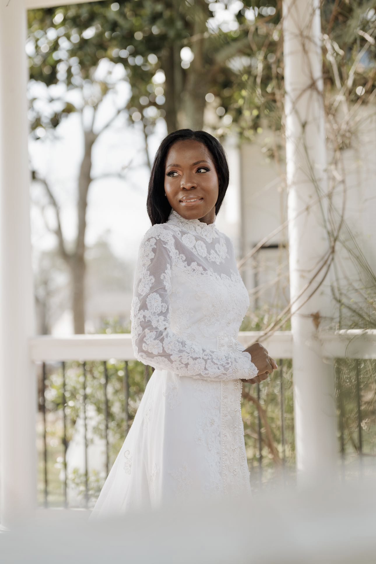 bridal portrait under pavilion